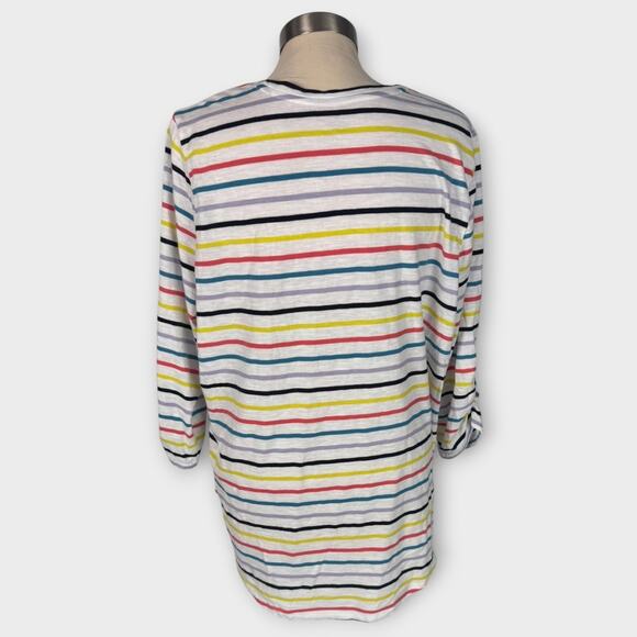Lane Bryant 22 24 Cotton Poly Blend Multicolor Striped 3/4 Sleeve Top - Picture 4 of 6